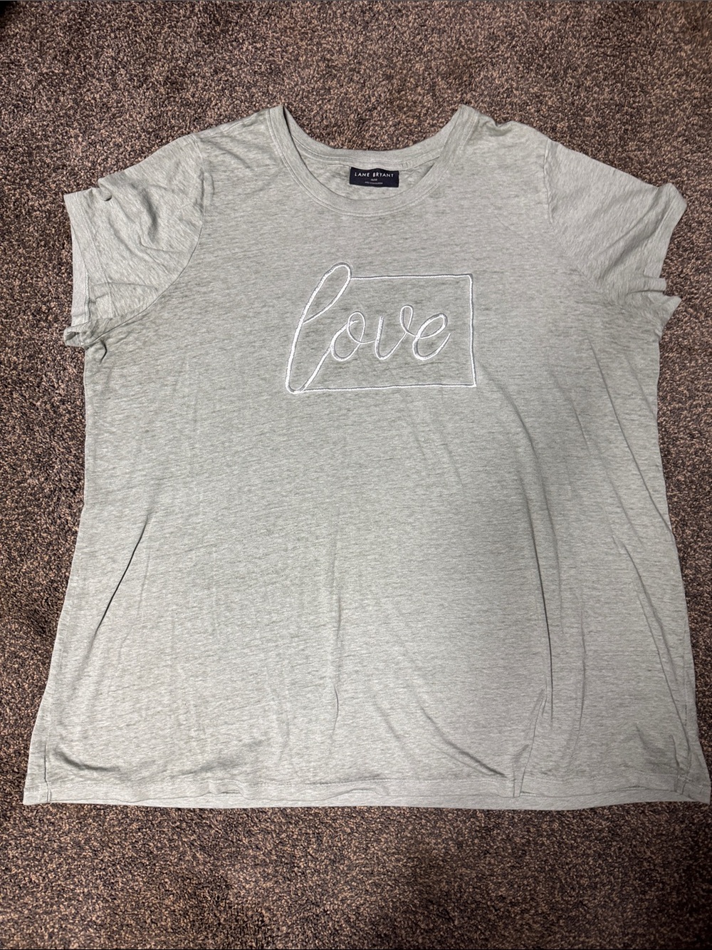 Lane Bryant Light green 'Love' Embroidered Short Sleeve Tee 2x xxl 2xl